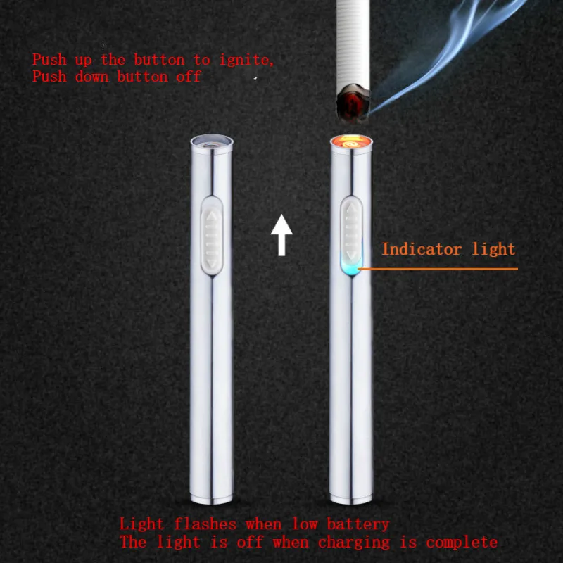 Новая Мини тонкая USB зарядка Зажигалка металлическая перезаряжаемая Электронная