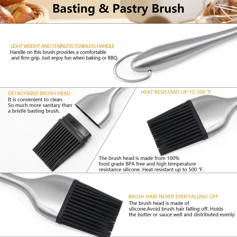 3PCs Stainless Steel Pastry Cutter Set Blender Dough Scraper Brush Home Cuisine Bakeware DIY Kitchen Baking Tools |