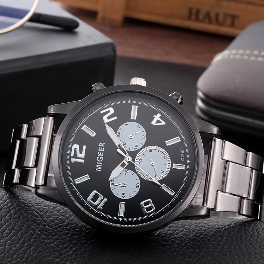 Мужские наручные часы модные мужские Аналоговые кварцевые из нержавеющей стали