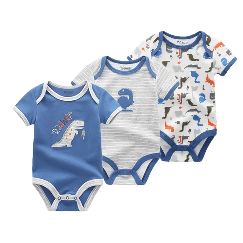 3Pcs Baby Girl Clothes Fashion Infant Unicorn 0-12M Boy Short Sleeve Bodysuits Roupas de bebe Clothing Sets | Детская одежда и