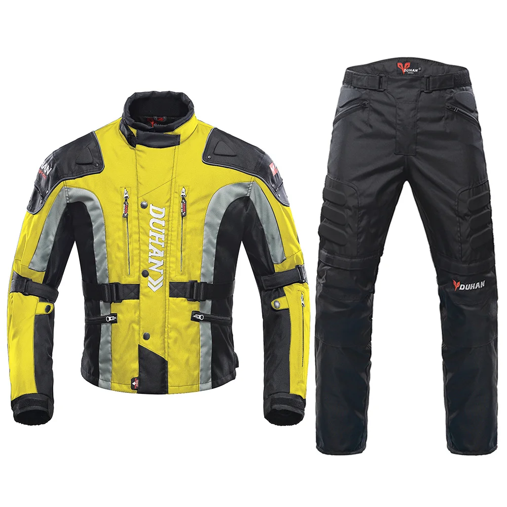 Yellow Suit DUHAN, мотоциклетные наборы курток, ветрозащитная куртка и штаны, комплект защитного снаряжения, защитный костюм для верховой езды, мотоциклетные штаны, мотоциклетная куртка - Цвет: Yellow Suit