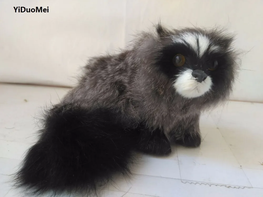 

polyethylene&furry furs raccoon handicraft artificial raccoon 13x12cm model,home decoration toy gift d2879