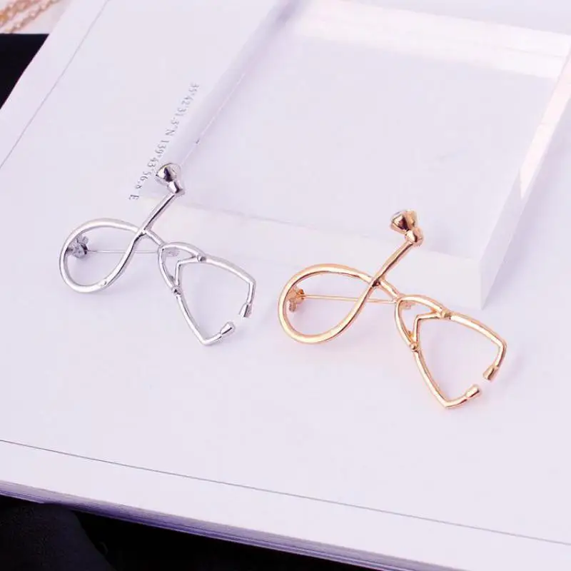 Брошь Ювелирная модная простая Геометрическая брошь в виде стетоскопа Европе и