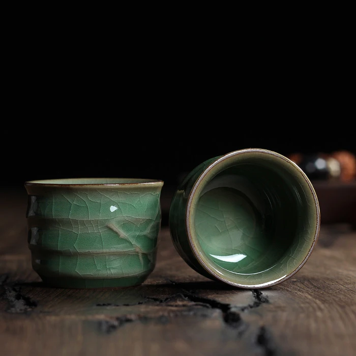 Geyao фарфоровая чашка Ge Kiln Китайский Longquan Celadon Gaiwan чайные чашки чаша Китай Celadon Crackle чайная чашка чашки 58 мл чайный набор