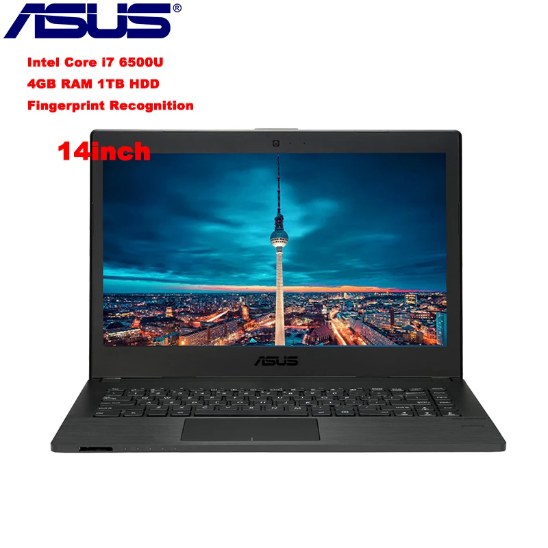 Ноутбук ASUS 14 дюймов Windows 10 Pro Intel Core i7 6500U двухъядерный 2 5 ГГц 4 Гб ОЗУ 1 ТБ HDD