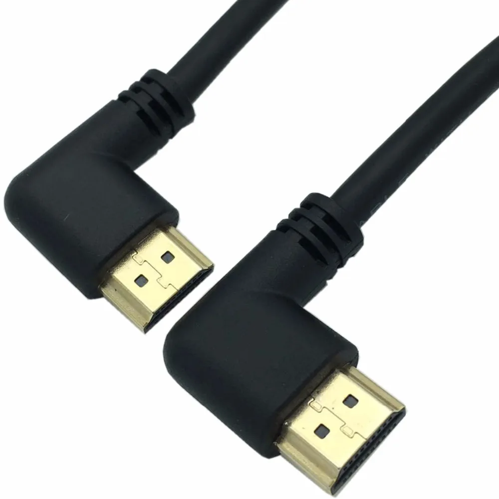 HDMI 2 0 4K 3D двойной 90 градусов правый угловой штекер Мужской HDTV кабель для DVD PS3 PC 15 см