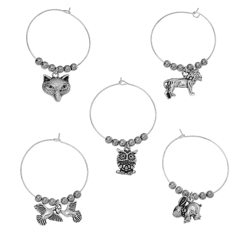 DoreenBeads Круглый Сплав винный стеклянный знак настольные украшения изящный бокал