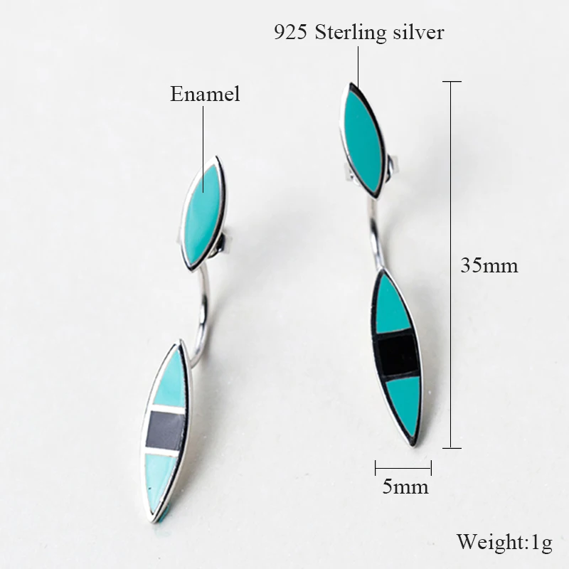 

Unique 2019 New Fashion Blue Surfboard Rhombus 925 Sterling Silver Stud Earrings for Women Girl