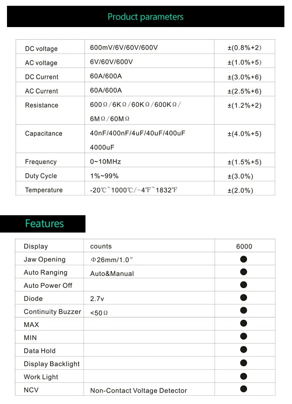 Цифровой клещи Mastech MS2109A Авто Диапазон AC DC 600A мультиметр Вольт Ампер Ом Гц температура емкость тест er NCV тест