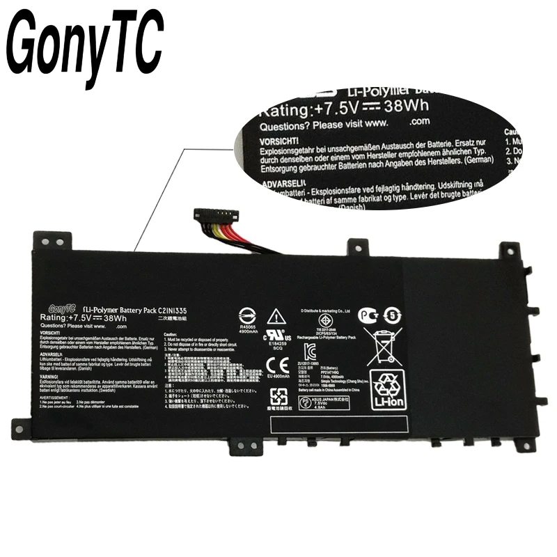 Новый оригинальный аккумулятор GONYTC C21N1335 для ноутбука ASUS VivoBook S451 S451LA S451LB S451LN серии