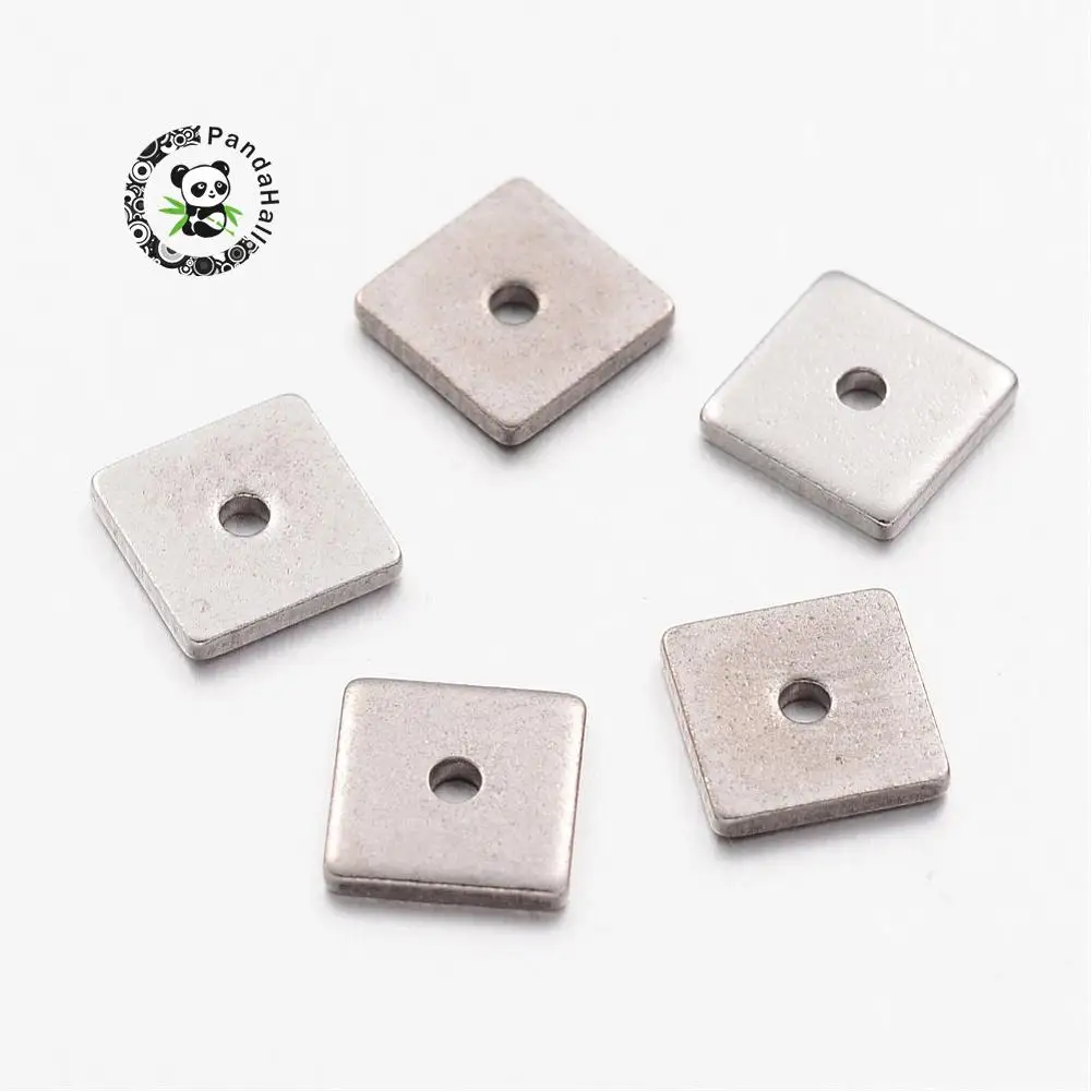 

300pcs 6x6x1mm 304 Stainless Steel Spacer Beads Square for Jewelry Making DIY Bracelet Necklace Hole: 0.5mm