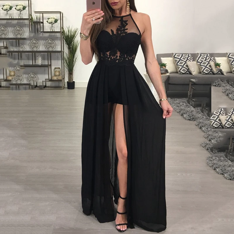 Женское сексуальное Сетчатое платье в стиле пэчворк Новое однотонное