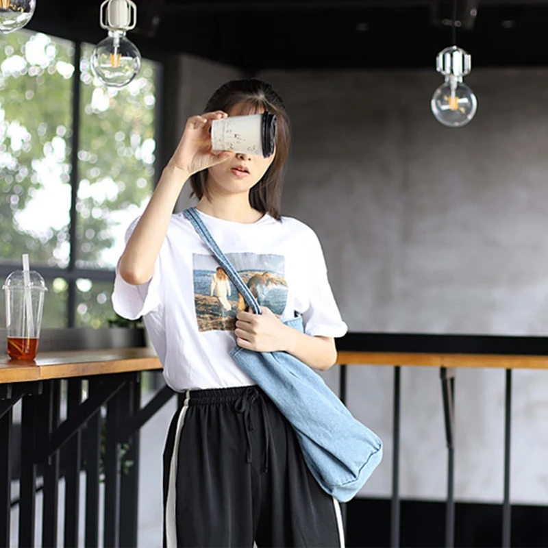 Джинсовая Большая вместительная сумка женская модная классическая тканевая