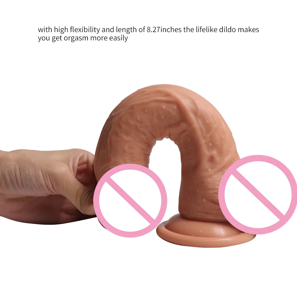 Большой Мягкий силиконовый реалистичный двухслойный фаллоимитатор с сильной