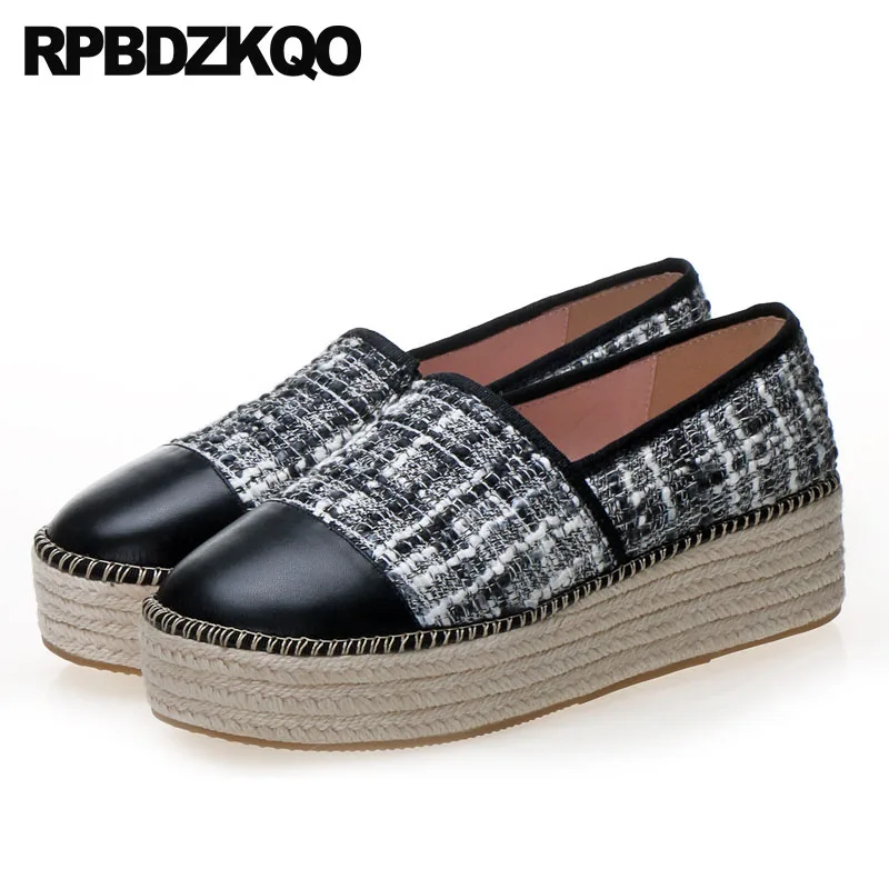 Women Flats Thick Sole Slip On Muffin Elevator Fisherman Espadrilles Gray Hemp Elderly Casual Platform Creepers Large Size Shoes | Обувь