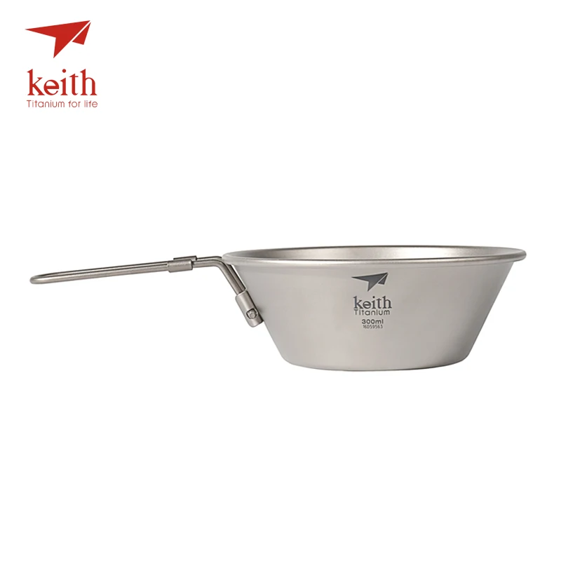 titanium bowl Титановая миска КИТ, походная посуда для пикника, походная посуда для приготовления пищи, столовые приборы, походная посуда, миски со складной ручкой - Цвет: titanium bowl