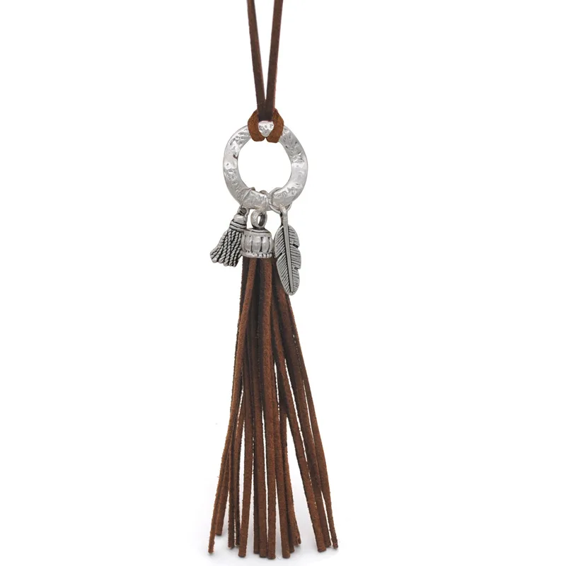 Винтажное тибетское ожерелье с кисточкой подвеской Collares Largos De Moda 2018 Колье с заявлением, Вельветовый шнур Соколовая поводок Обаятельные украшения.