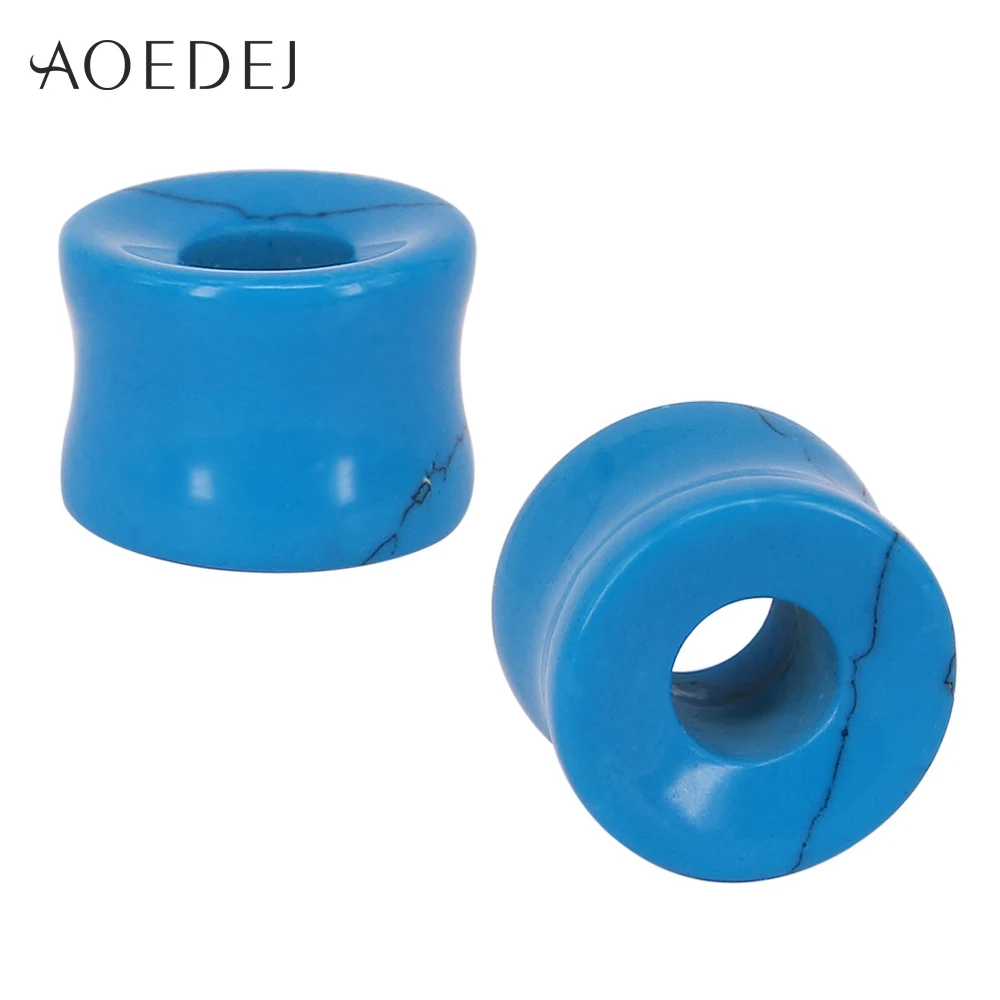 Blue AOEDEJ 6-16 мм 7 цветов камень пробки и тоннели плоти тоннели камень пирсинг расширитель уха мужчин Wo мужчин s ушные датчики расширитель полые - Окраска металла: Blue