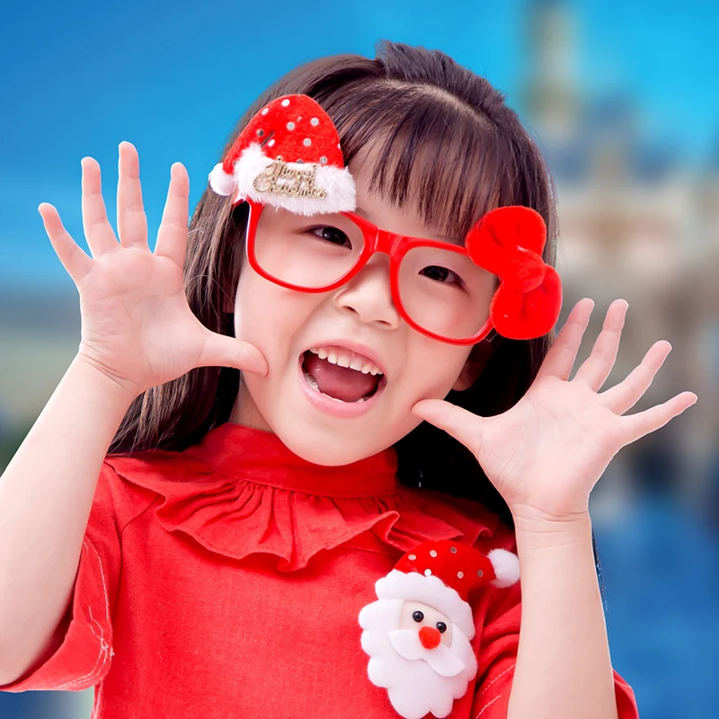 5 шт./лот милые Рождество Аксессуары Санта Клаус очки Бесплатная без Очки подарки