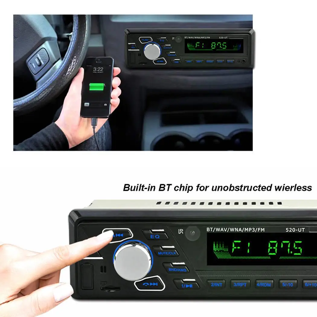 12 В стерео автомобильный mp3-плеер OLED Bluetooth FM радио громкой связи TF AUX передатчик