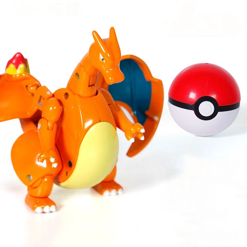 Новые 6 стилей Blastoise Venusaur Charizard Gyarados Mewtwo с шаром трансформация pokemones фигурка игрушки подарки для детей - Цвет: Оранжевый