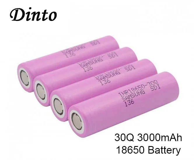 Dinto 2 шт Для samsung INR18650 30Q 3000 мАч с высоким потоком энергии 18650 литий ионная