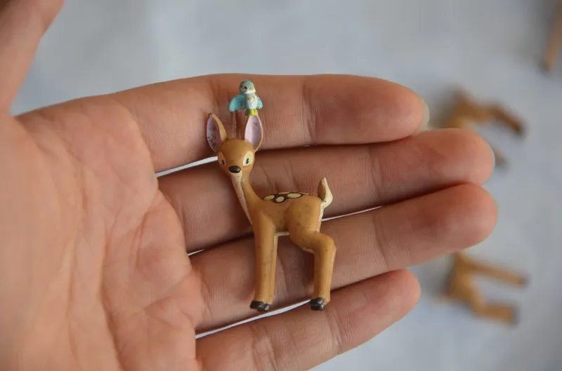 Bambi фигурка оленя игрушка Bambi Thumper цветок белка бабочка животное модель куклы мини мультфильм