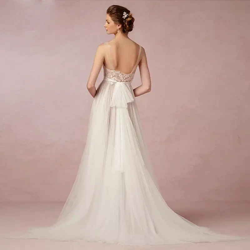 Robe de mariage 2020 новые кружевные фатиновые Свадебные платья с круглым вырезом Boho Chick
