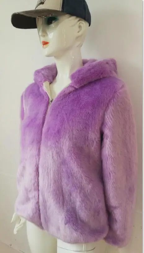 Light purple 11 цветов, зимнее новое женское меховое пальто из искусственной норки с длинным рукавом, с капюшоном, на молнии, классическое, благородное, Золотое соотношение, теплая, практичная Меховая куртка - Цвет: Light purple