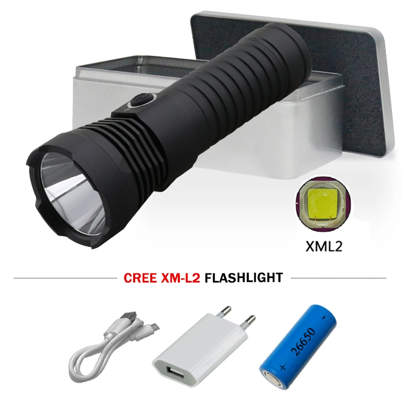 Cree xml l2 Мощный usb светодиодный фонарик перезаряжаемый 26650 аккумулятор фонарь