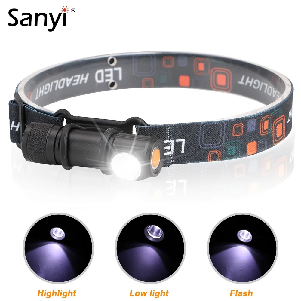 

Светодиодный головсветильник фонарь Sanyi 2 в 1, мини-фонарь с 3 режимами, магнитный Рабочий фонарь, зарядка от USB, налобный фонарь для ночной рыб...
