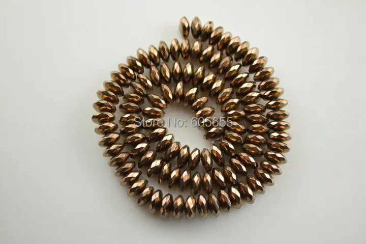 Граненный медный Ограненный гематит Rondelle коричневого цвета 3x8 мм круглые шарики