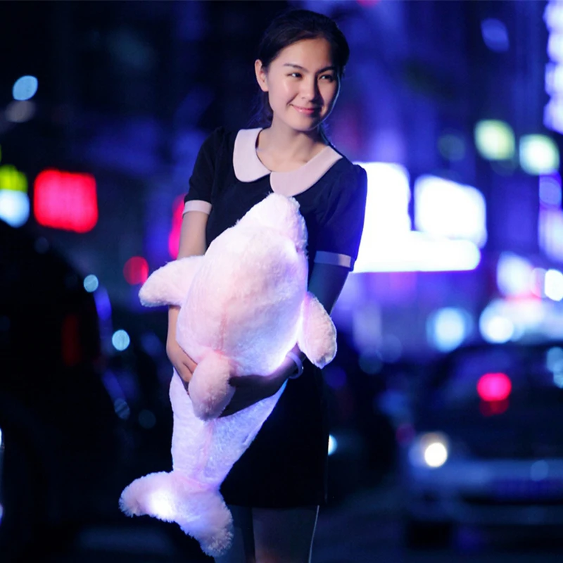 Красочная светодиодная плюшевая игрушка дельфин мягкая набивная подушка в виде