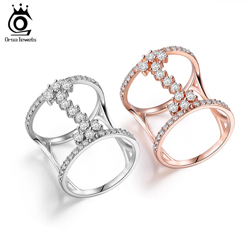 ORSA JEWELS Стильное женское кольцо розовое золото серебро цвет кольца уникальная форма AAA циркон женские вечерние ювелирные изделия подарок AAOR149