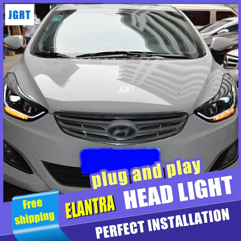 Автомобильный Стайлинг головная лампа для hyundai Elantra MD светодиодная фара в сборе 2011- Elantra led H7 с hid комплектом 2 шт