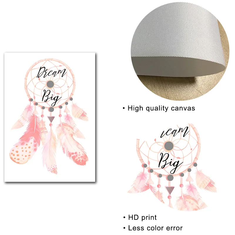 Розовый детский художественный постер с принтом Ловец снов холст настенная