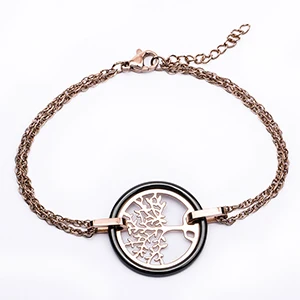 Rose Gold Bracelet Брендовая дизайнерская подвеска "Древо жизни", браслеты для женщин, розовый, золотой, черный, белый, керамический браслет, ювелирное изделие, свадебный подарок - Окраска металла: Rose Gold Bracelet
