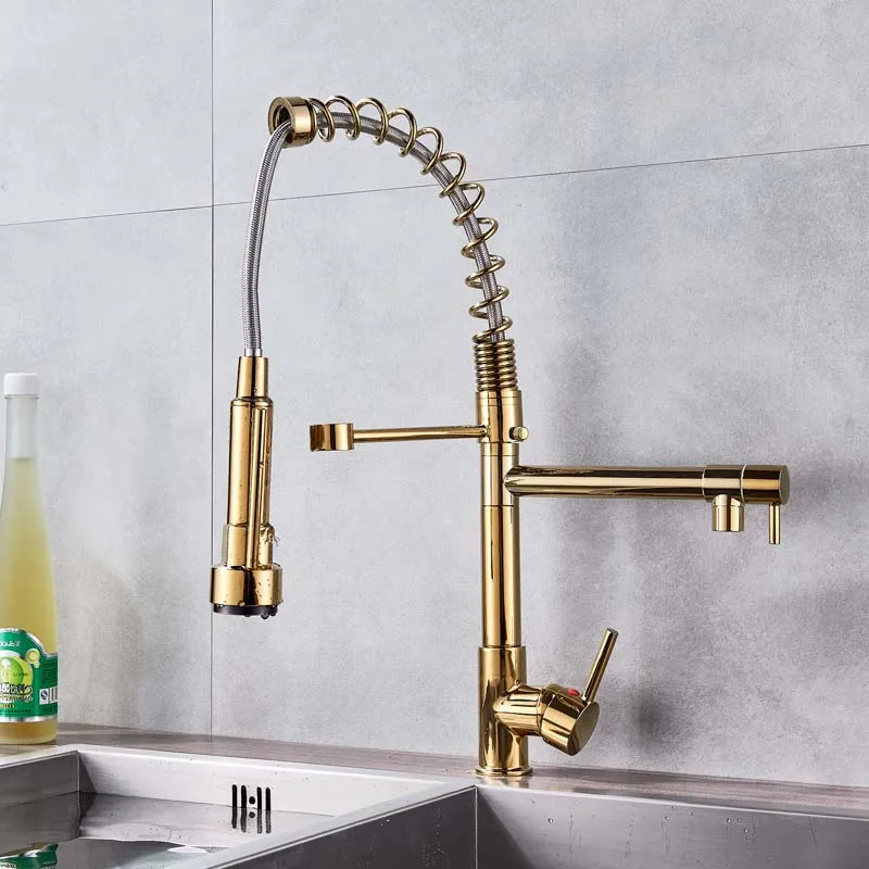 Смеситель кухонный с двойным носиком поворот на 360 градусов|faucet nickel|light retrofaucet bathtub