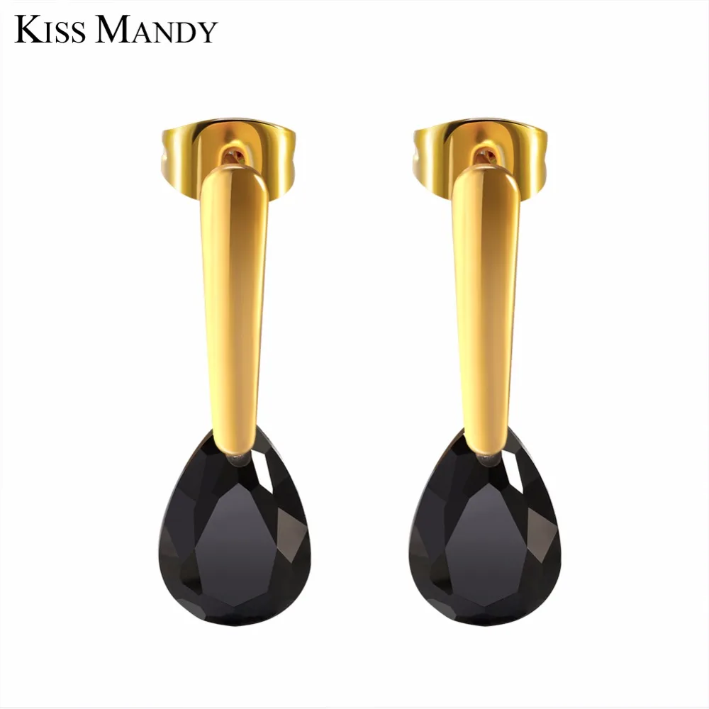 KISS MADNY Новое поступление трендовые серьги гвоздики с фианитом ААА женские модные