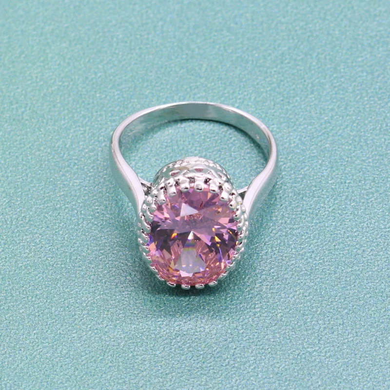 Серебро 925 Ювелирные наборы для женщин модные розовые серьги с камнями обручальные кольца кулон ожерелье женский браслет коробка