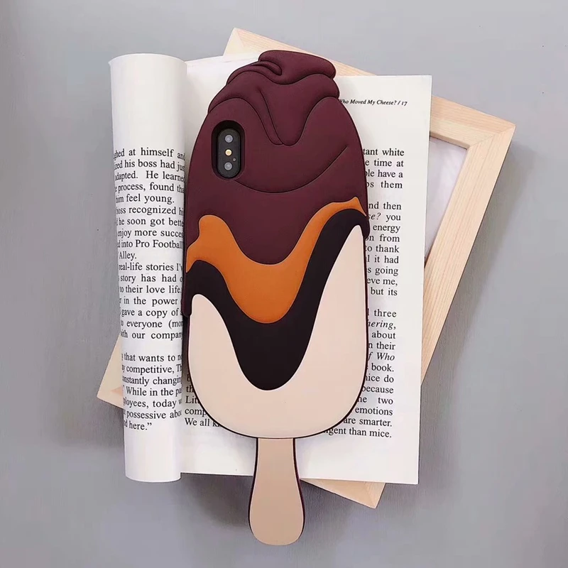 Мягкий силиконовый чехол-накладка с 3D милым мультяшным изображением шоколадного мороженого Фруктового мороженого для iphone X XS 6 6s 6 Plus 7 7Plus 8 8Plus