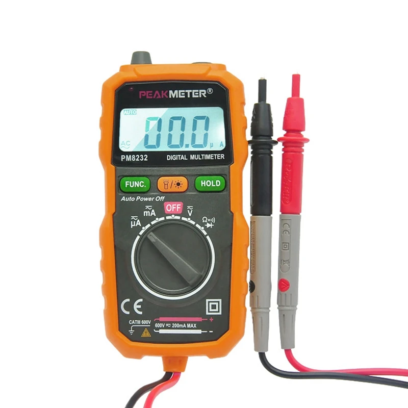 Цифровой мини мультиметр PEAKMETER PM8232 тестер напряжения постоянного и переменного