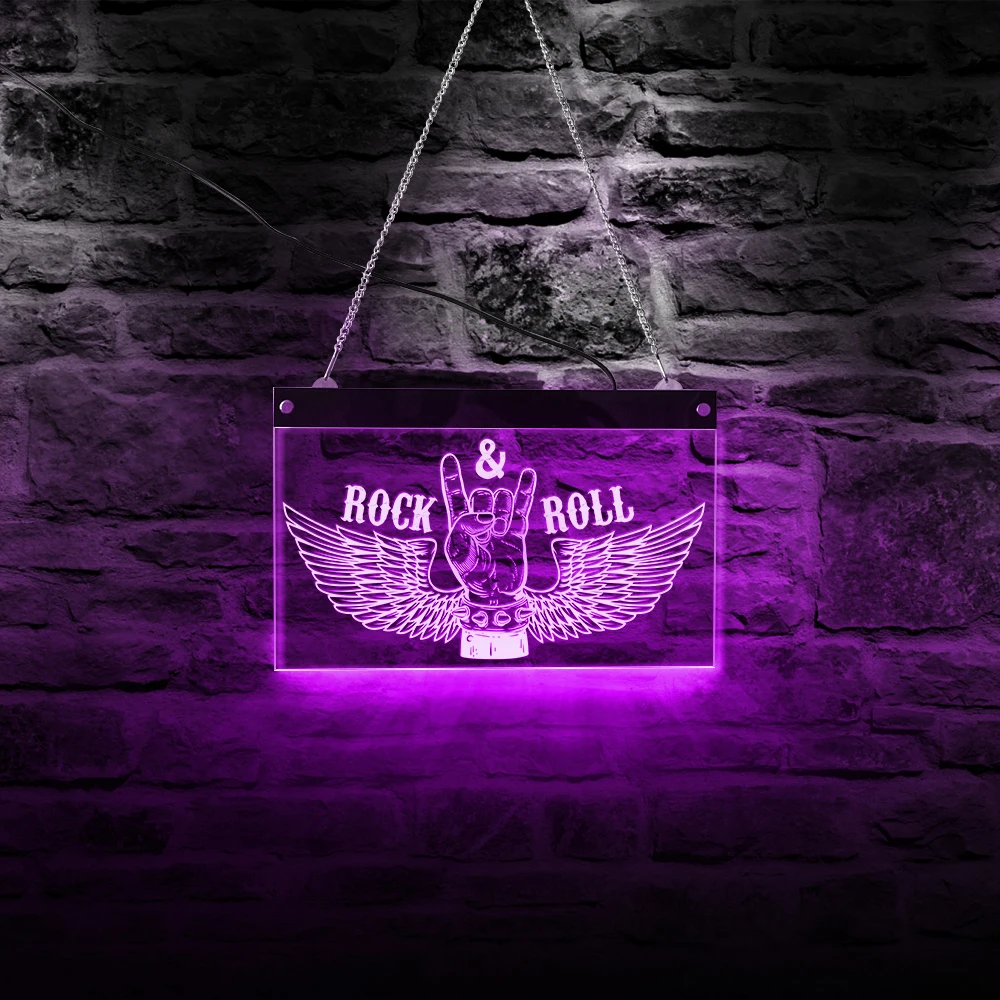 Rock N Roll рок музыка многоцветная меняющая светодиодсветильник вывеска подарок для