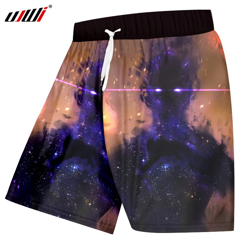 UJWI летние мужские пляжные шорты Galaxy Space 3D крутой принт модные Бермуды для фитнеса