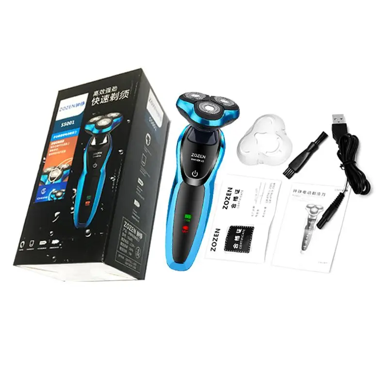 Blue1 4D роторная влажная сухая электробритва многофункциональная Мужская USB автомобильная зарядка для мытья тела Бритва для стрижки волос в носу нож для стрижки бороды для дома и путешествий - Цвет: Blue1
