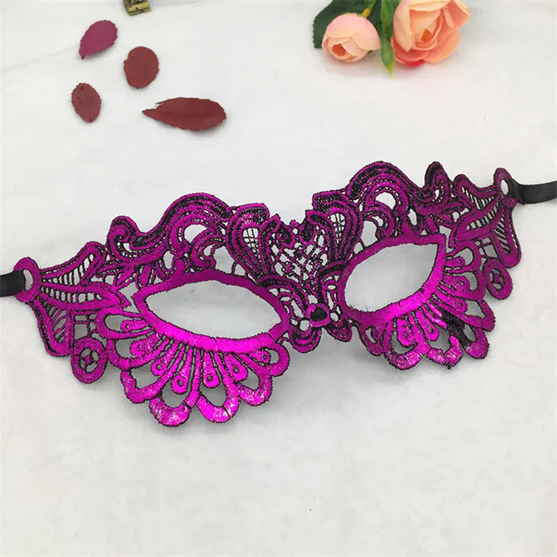 Bronzing Purple Маска на Хэллоуин, черная, красная, белая кружевная 3D маска для лица для женщин, Дамская маскарадная одежда, карнавальный костюм для взрослых, вечерние принадлежности - Цвет: Bronzing Purple