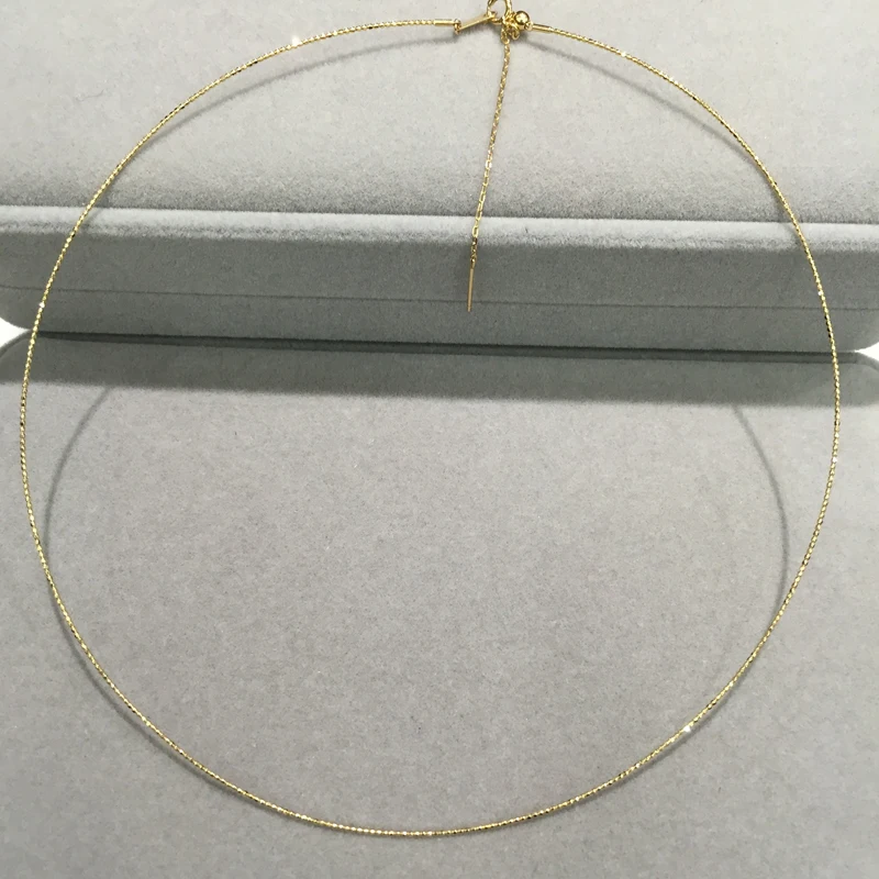 18K Gold Necklace Simple Style Adjustable Size It can match with any pendant or lucky beads Fine Jewelry torques | Украшения и