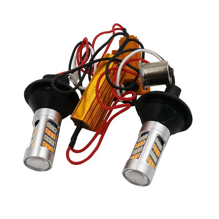 2x Canbus светодиодный 1156 BA15S BAU15S P21W PY21W светодиодный 42SMD T20 7440 W21W светодиодный цвета-красный, желтый с резисторами автомобиля поворотник двойной режим DRL
