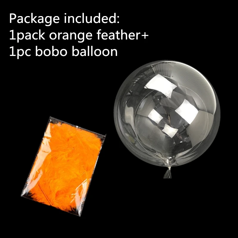 orange feather ball 10/18/20/24/36 дюймов ПВХ Bobo воздушный шар с гелием и головной повязкой с пером наполнители для Свадебные украшения День рождения Декор воздуха мячики для детей, игрушки - Цвет: orange feather ball