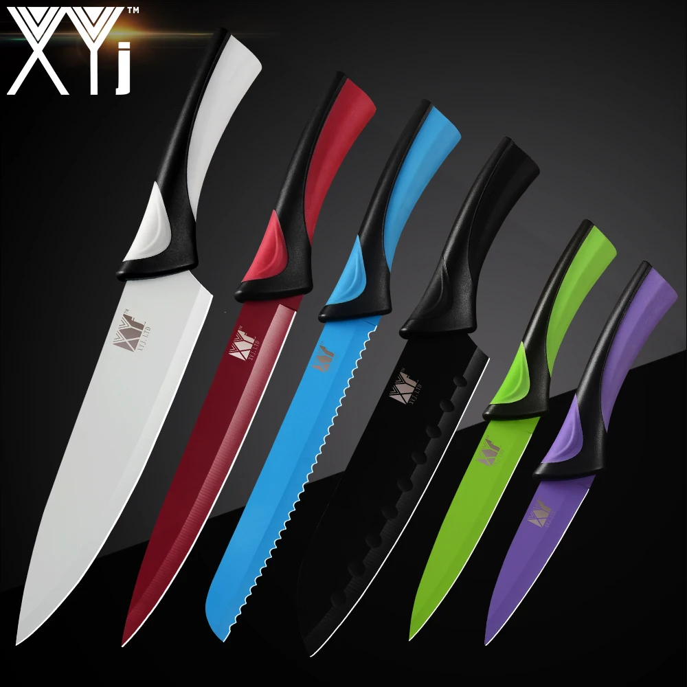 

XYj Stainless Steel Kitchen Knives Set Paring Utility Santoku Chef Slicing Bread Stainless Steel Knife Meat Cleaver Kitchen Tool